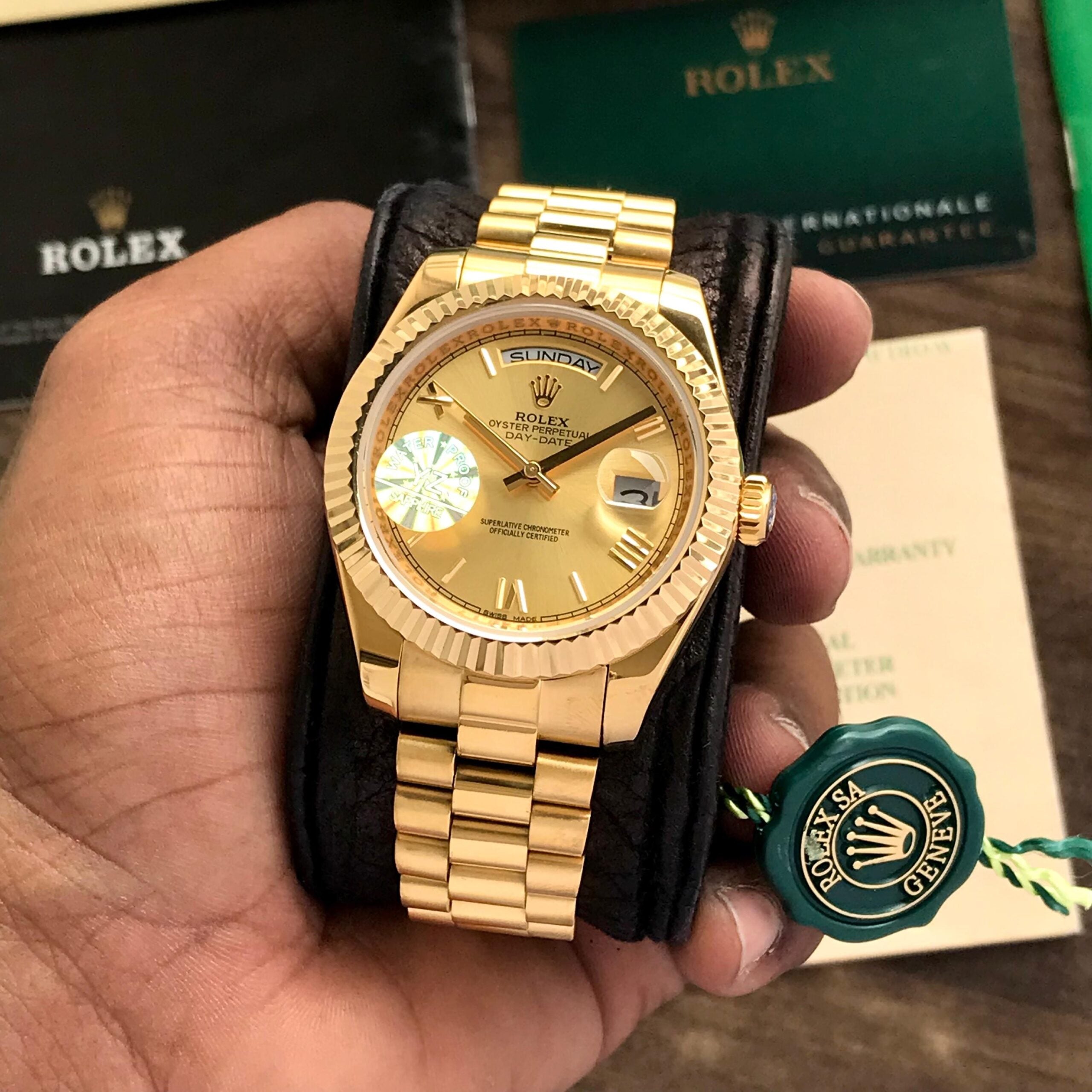 Rolex Day Date 41 Gold Tone Gold Dial Japanese Automatic Mens Watch - Image 3