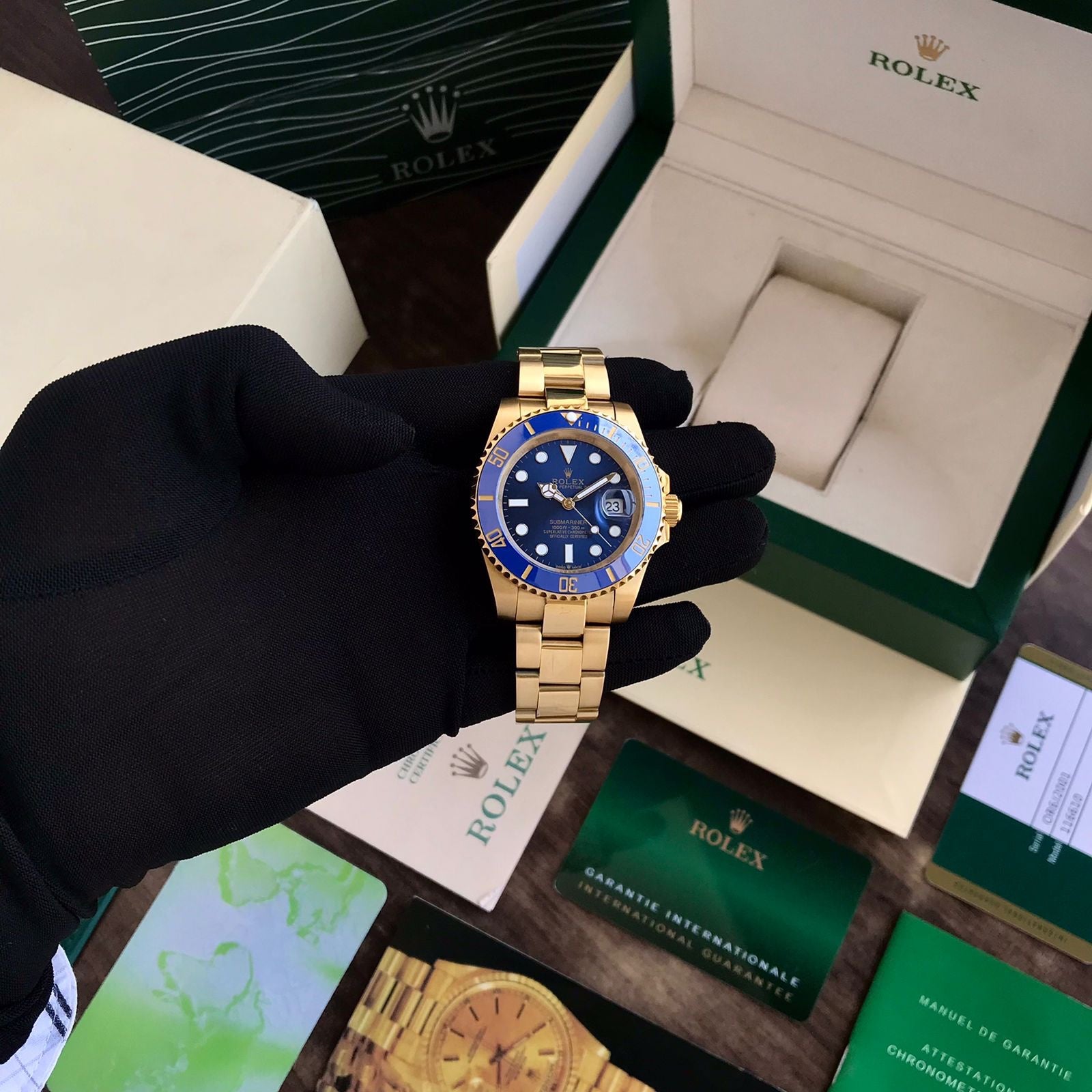 Rolex Submariner Full Gold & Blue Dial Japanese Master Quality Automatic Men's Watch - Image 3