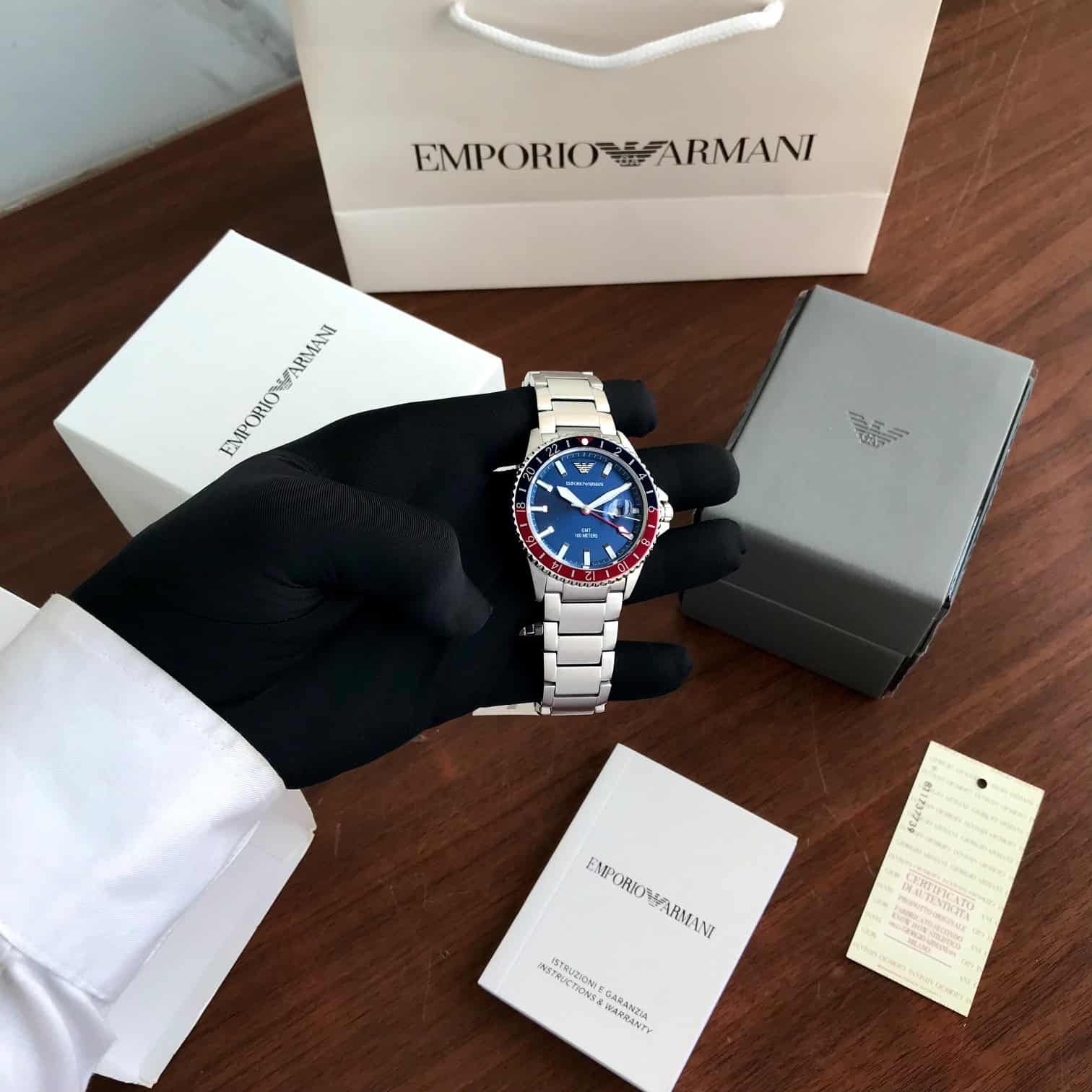 Emporio Armani AR11590 Diver GMT Blue Dial Men's Automatic Quality Watch - Image 4