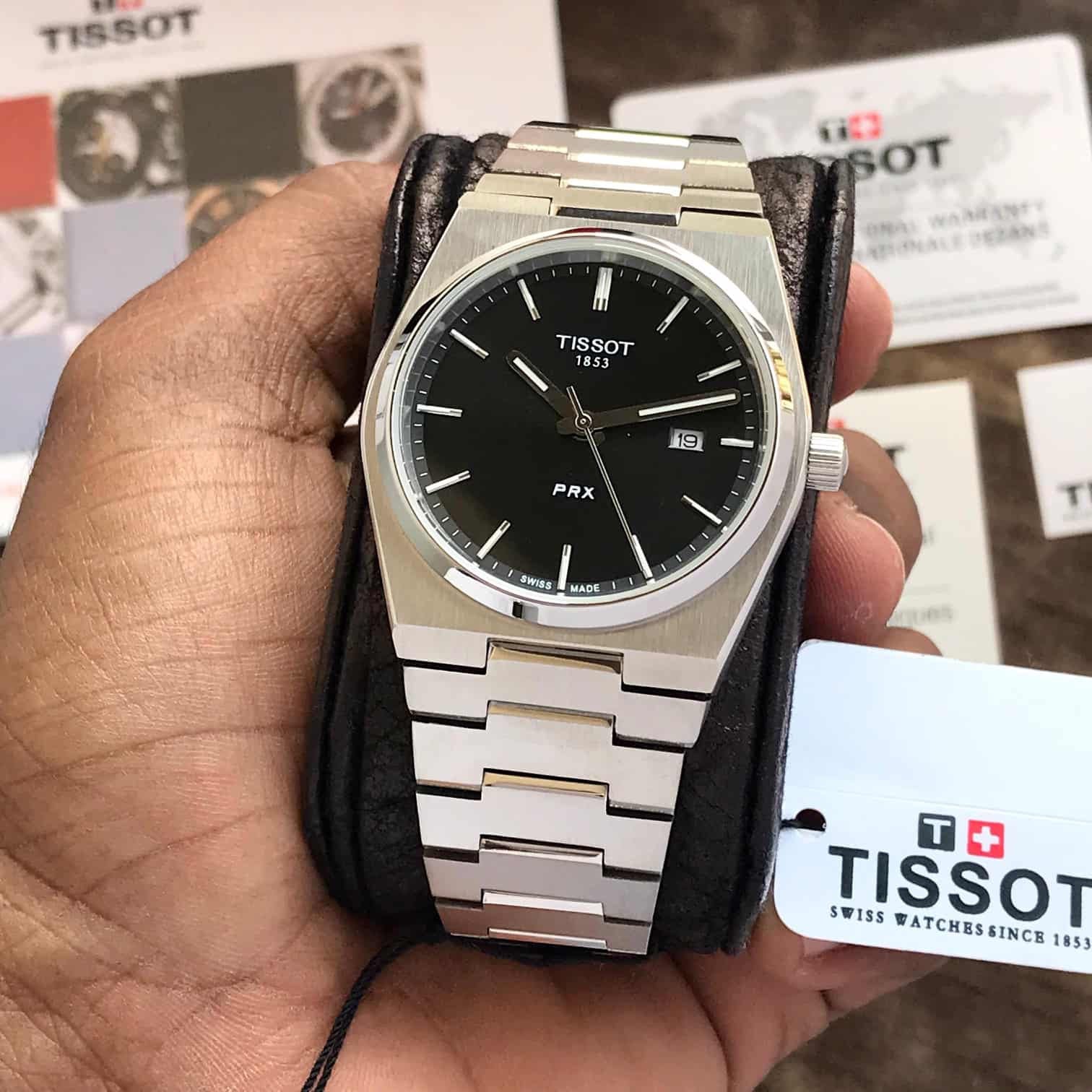 Tissot PRX T-Classic Stainless Steel Black Dial Japanese Quartz Mens Watch - Image 3