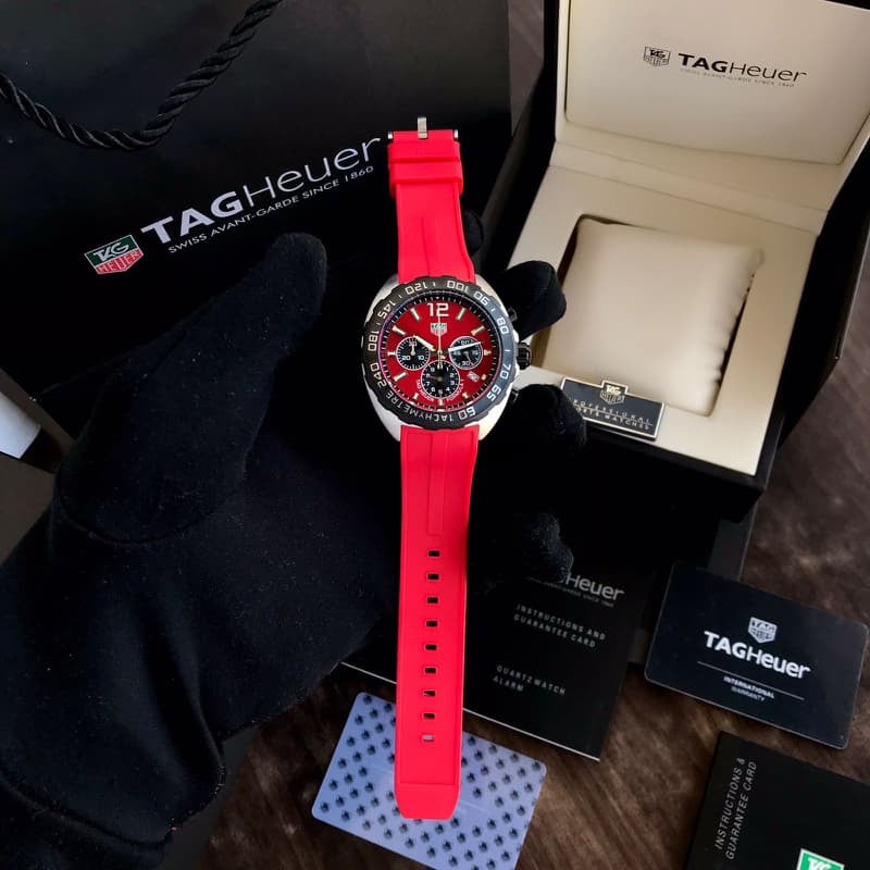 Tag Heuer Formula 1 Red Stainless Steel Japanese Quality Quartz Chronograph Master Quality Men's Watch - Image 3