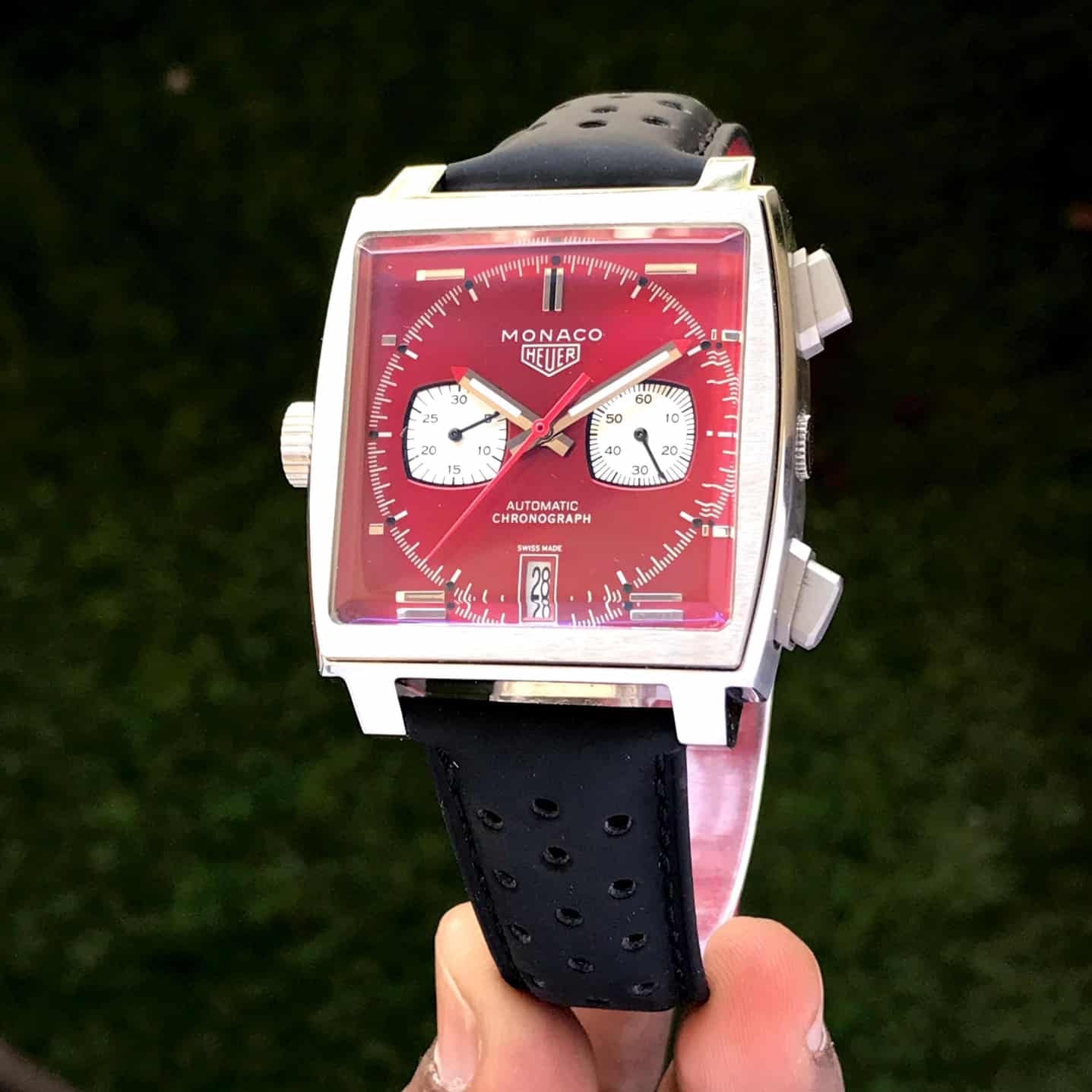 Tag Heuer Monaco Stainless Steel Red Dial Japanese Mens Watch