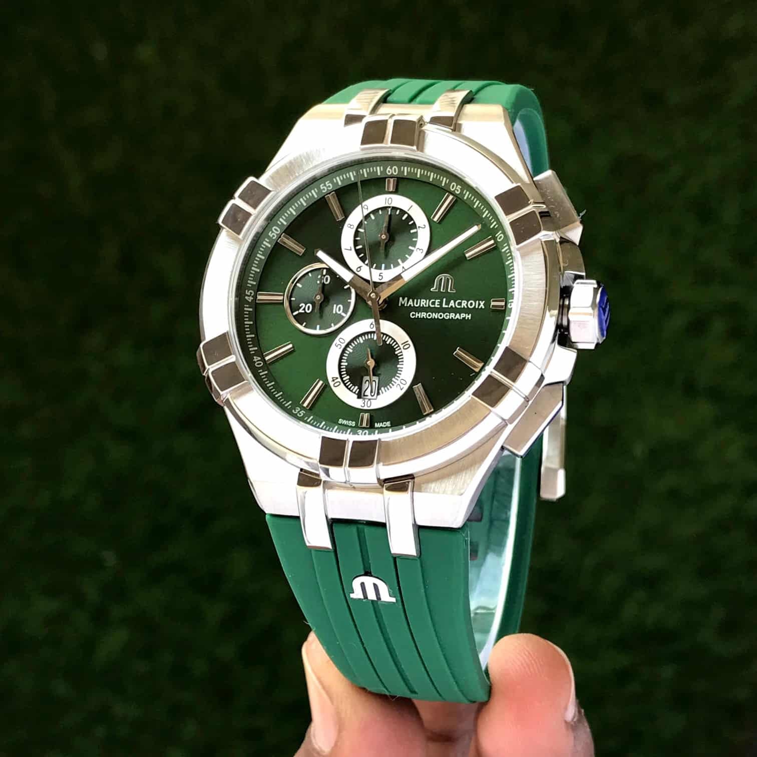 Maurice Lacroix Aikon Quartz Chronograph Green Authentic Mens Watch - Image 2