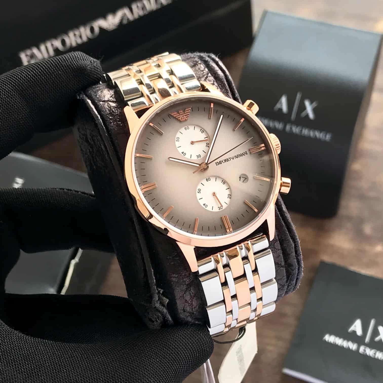 Emporio Armani AR1721 Gianni Two Tone Grey Dial Men's Watch