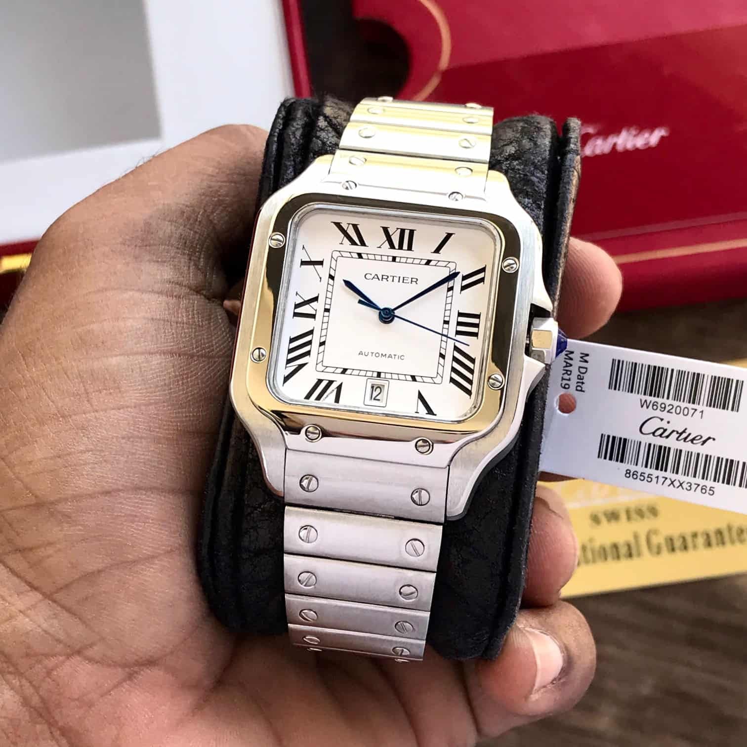 Cartier Santos Large Stainless Steel White Dial Swiss Automatic Mens Watch - Image 2