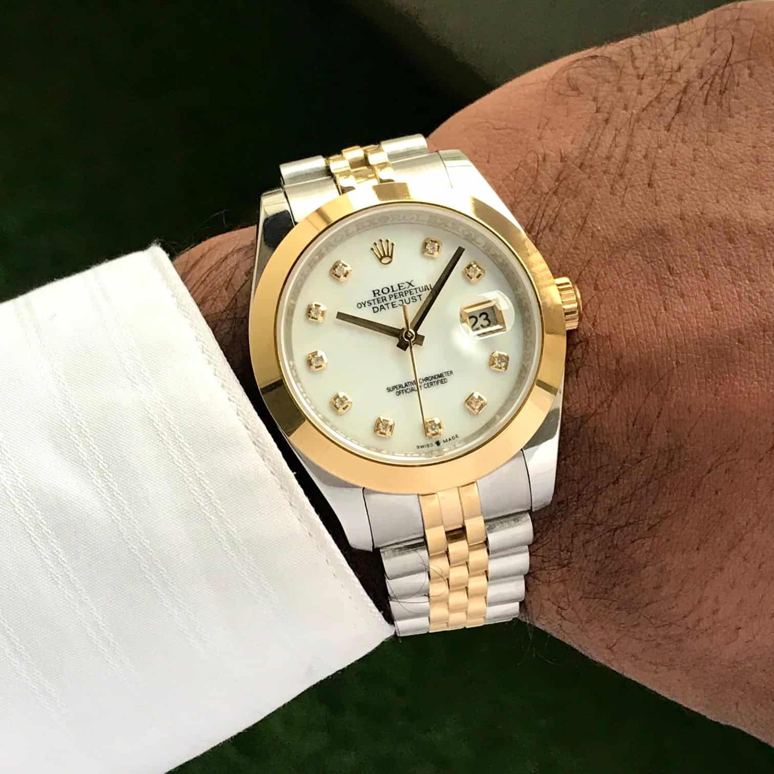 Rolex Date Just 41 Two Tone Jubli Chain White Dial Automatic Men's Watch - Image 4