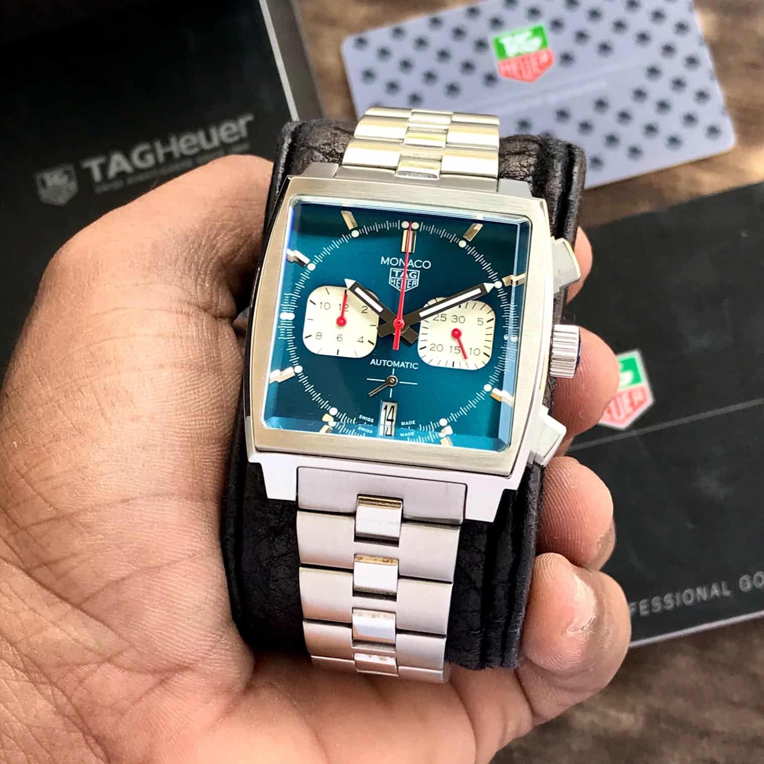 Tag Heuer Monaco Japanese Stainless Steel Blue Dial Mens Watch - Image 4