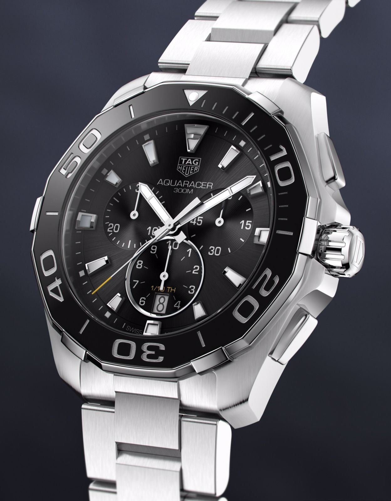 Tag Heuer Aquaracer Stainless Steel Black Dial Master Quality Mens Watch - Image 6