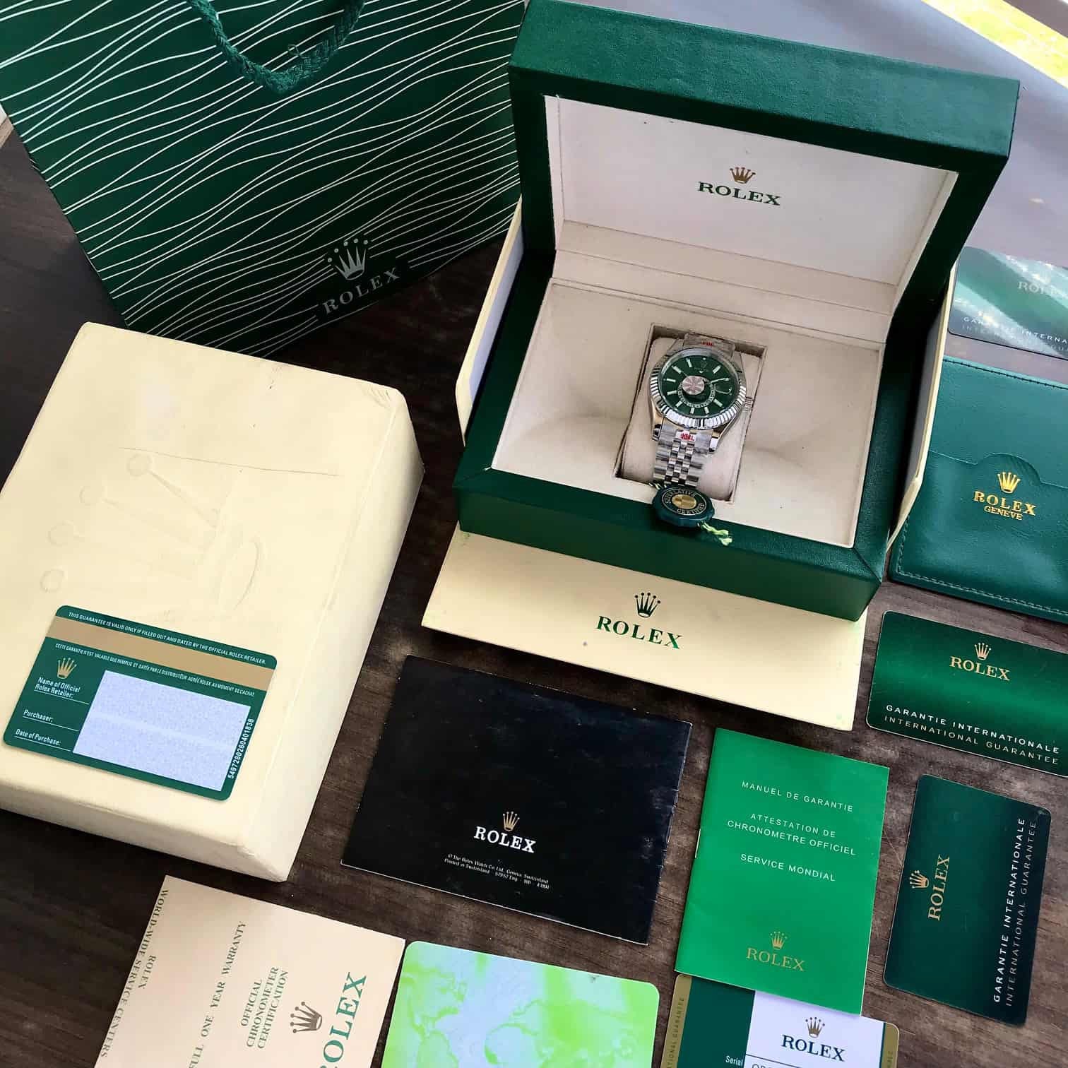 Rolex SkyDweller Silver Green Dial Jubli Chain Automatic Men's Watch - Image 2