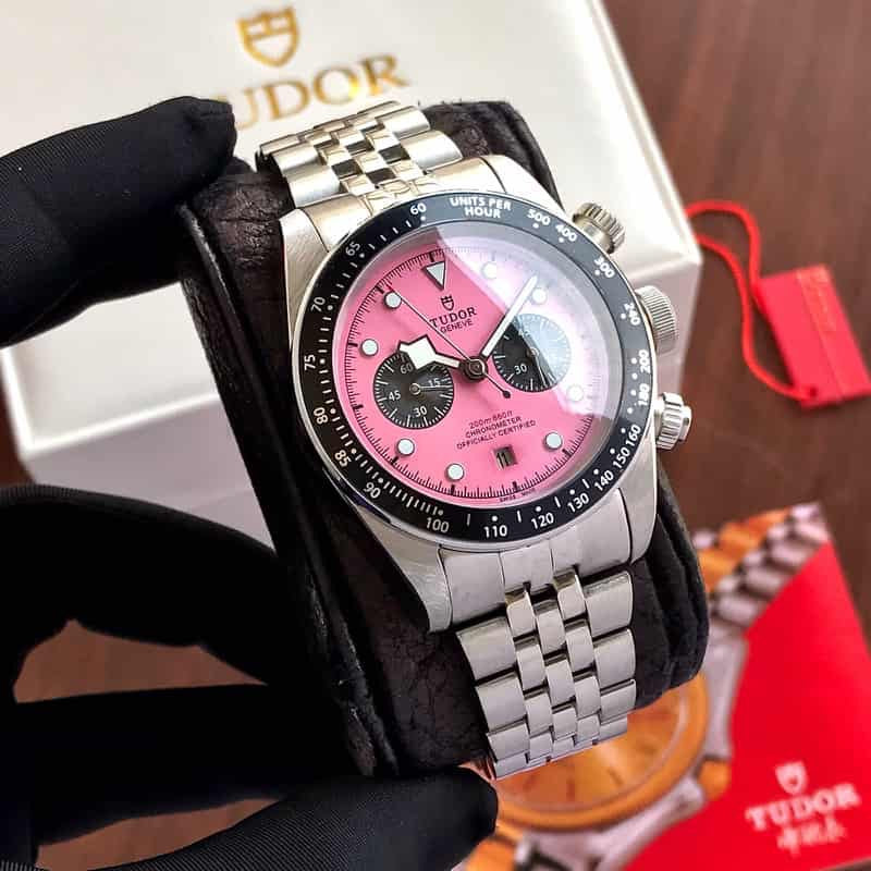 Tudor Black Bay Stainless Steel Pink Dial Jubil Chain Japanese Automatic Men's Watch - Image 2