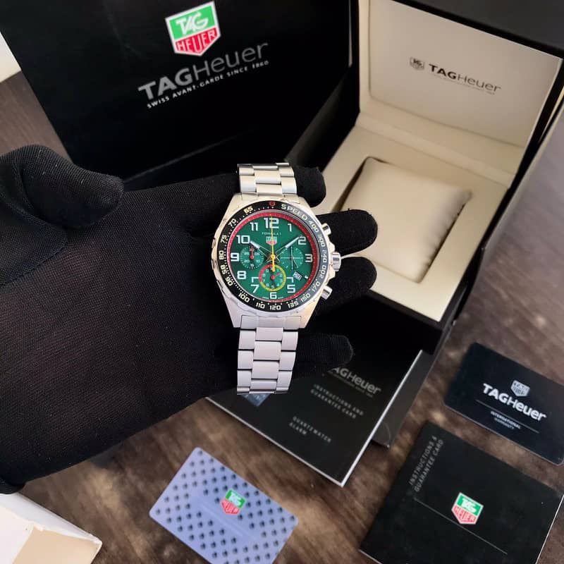 Tag Heuer X Red Bull Chronograph 43mm Stainless Steel Green Dial Japanese Master Quality Mens Watch - Image 4