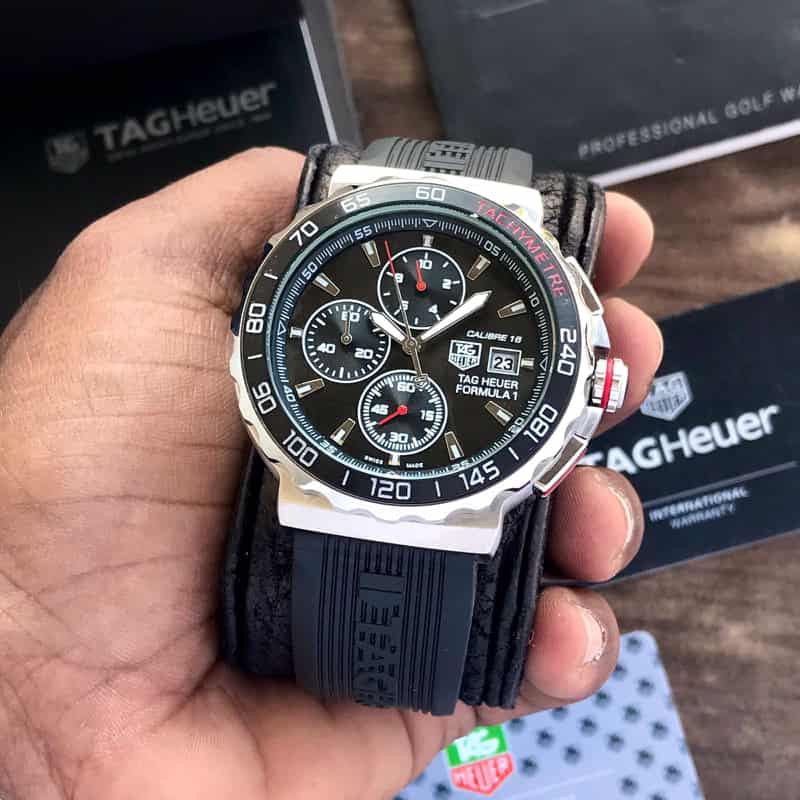 TAG Heuer Formula 1 Men's 43mm Stainless Steel Quartz Chronograph Black Fiber Strap Master Quality Watch