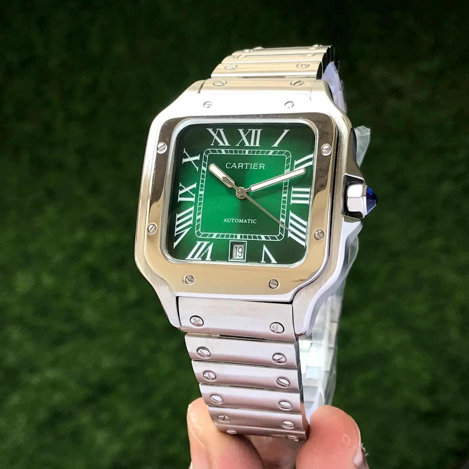 Cartier De Santosh Medium Model Green Dial Stainless Steel Automatic Men's Watch - Image 4