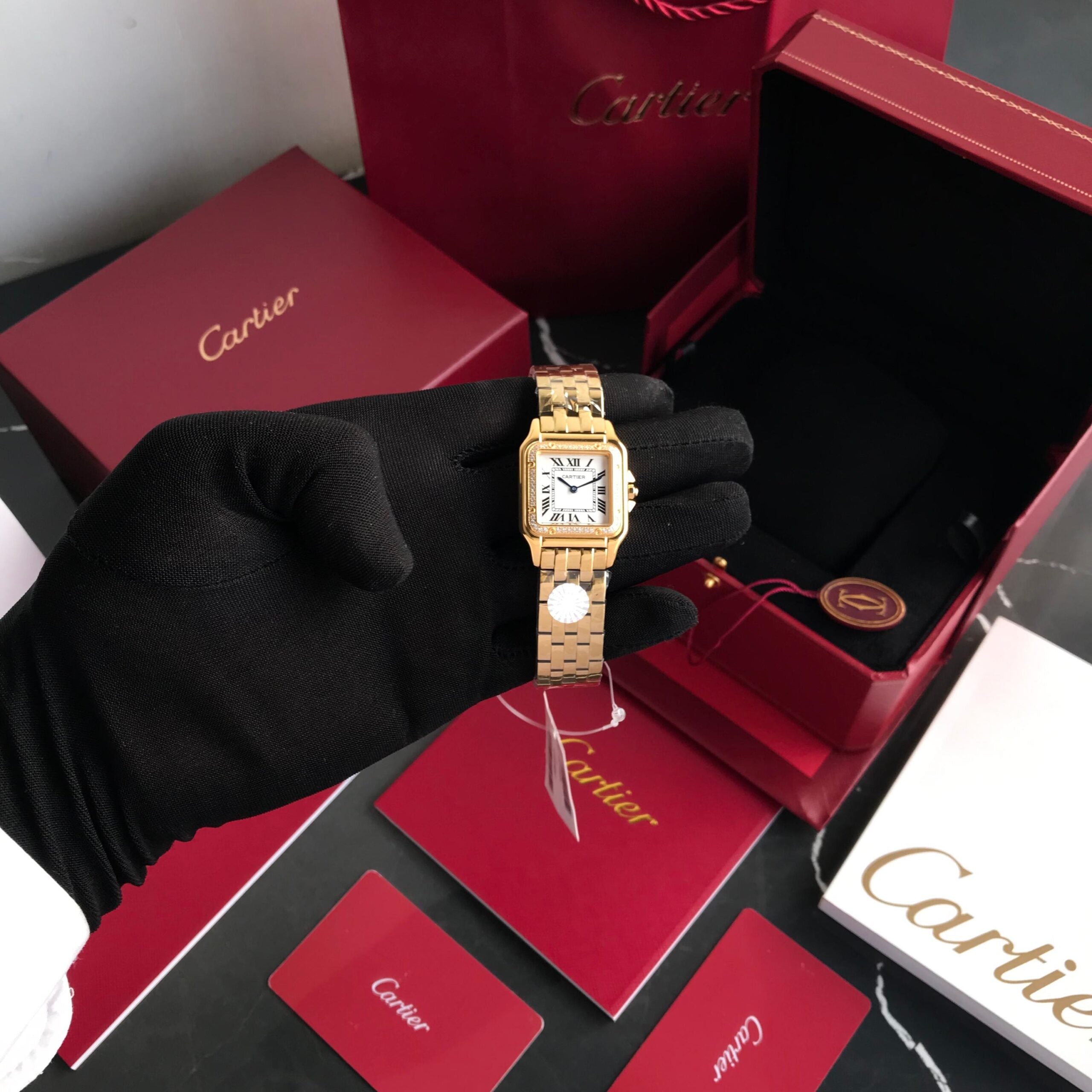 Cartier Panthere De Cartier Gold White Dial Japanese Quartz Women's Watch - Image 4