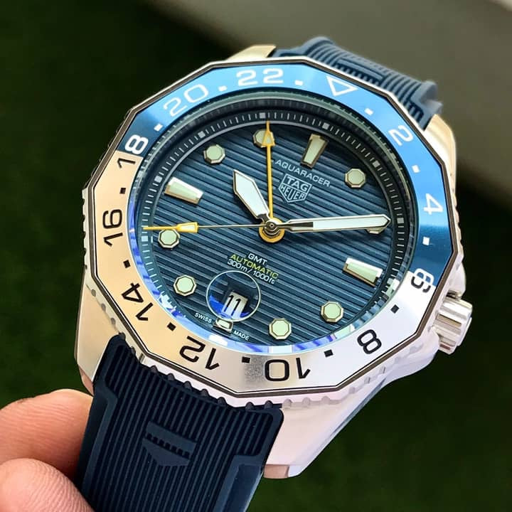 TAG Heuer Aquaracer Professional 300 GMT Blue Fiber Strap Automatic Mens Watch - Image 5