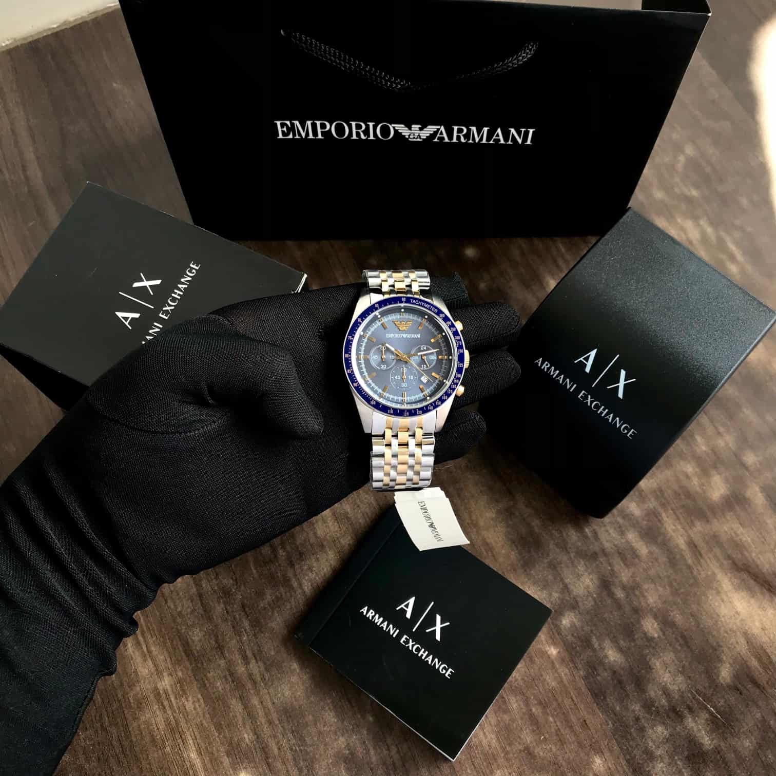 Emporio Armani AR6088 Two Tone Chronograph Mens Watch - Image 3