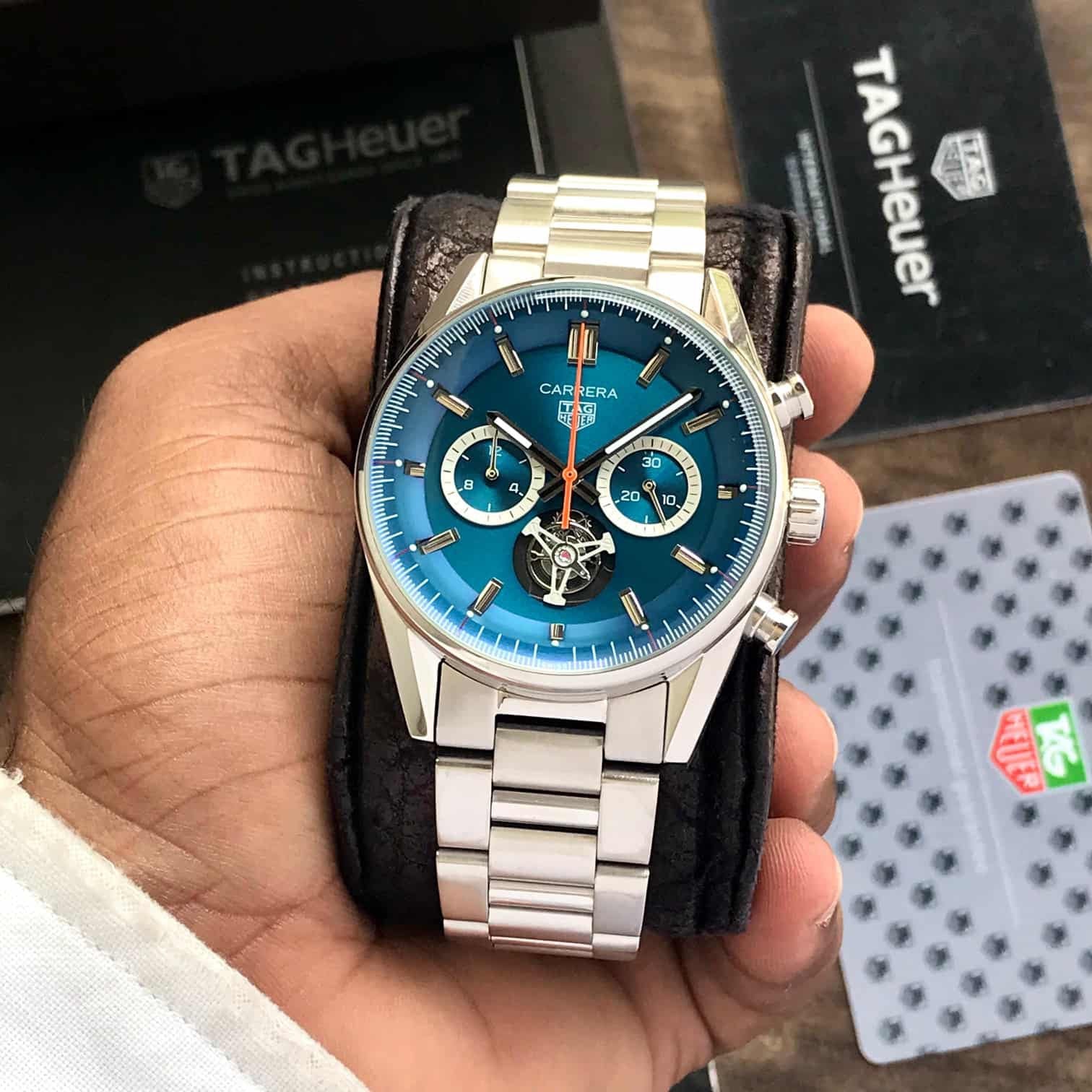 Tag Heuer Carrera Tourbillon Japanese Stainless Steel Blue Dial Men's Watch