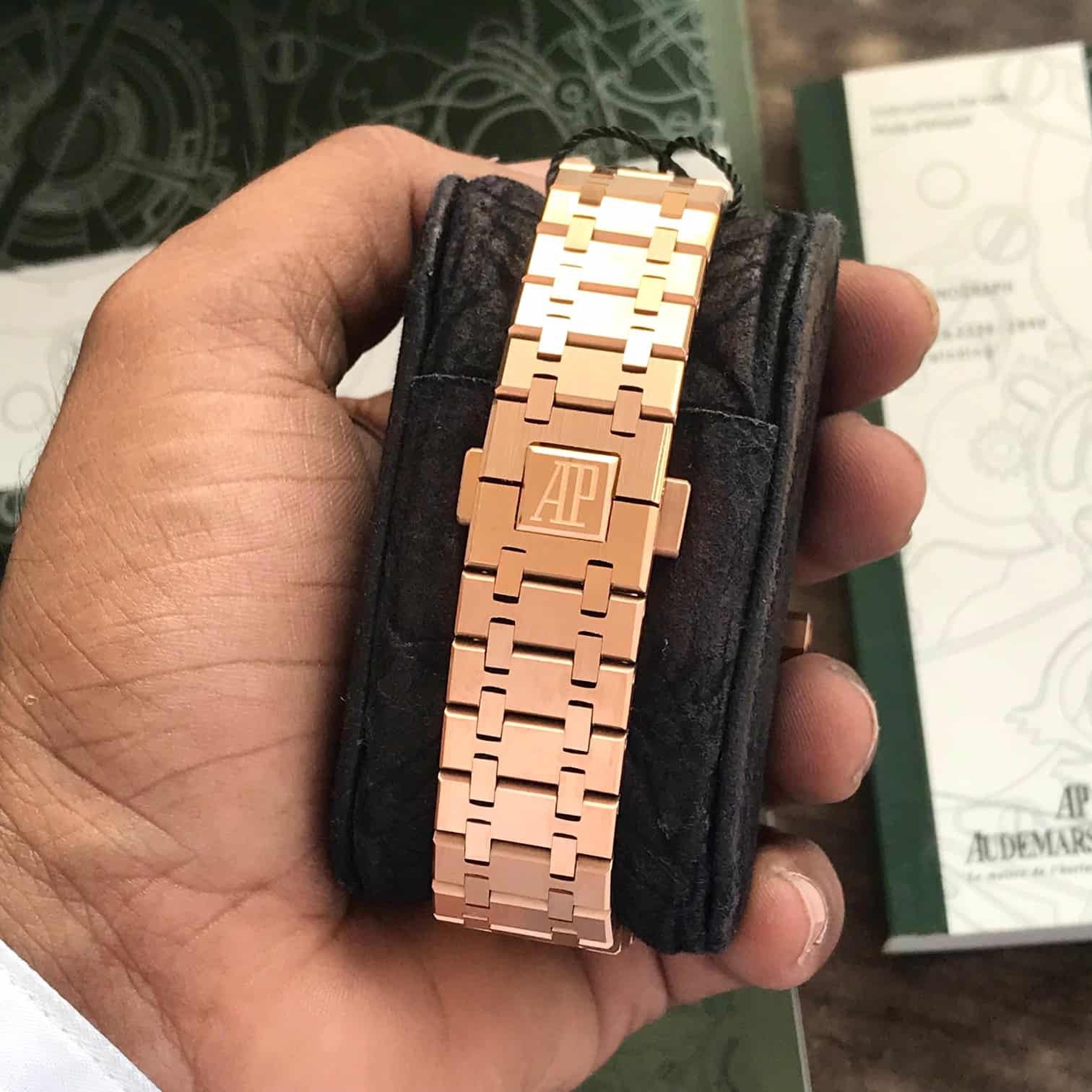 Audemars Piguet Royal Oak Offshore Rosegold Black Blue Metal Chain Automatic Movement Men's Watch - Image 6