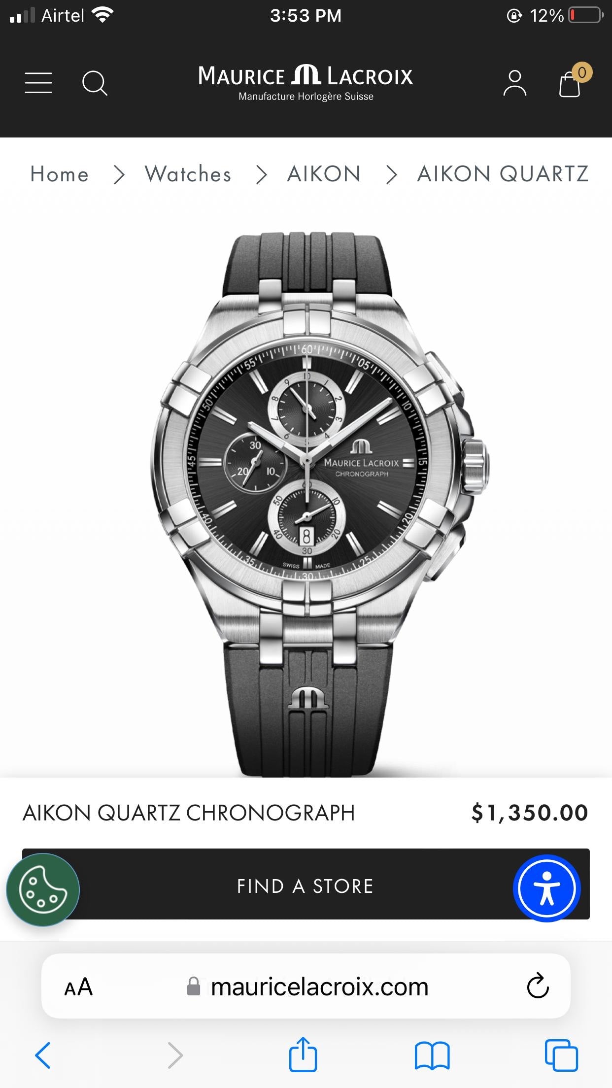 Maurice Lacroix Aikon Quartz Chronograph Full Black Authentic Mens Watch - Image 7