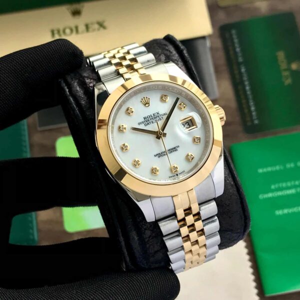 Rolex Date Just 41 Two Tone Jubli Chain White Dial Automatic Men's Watch - Image 3