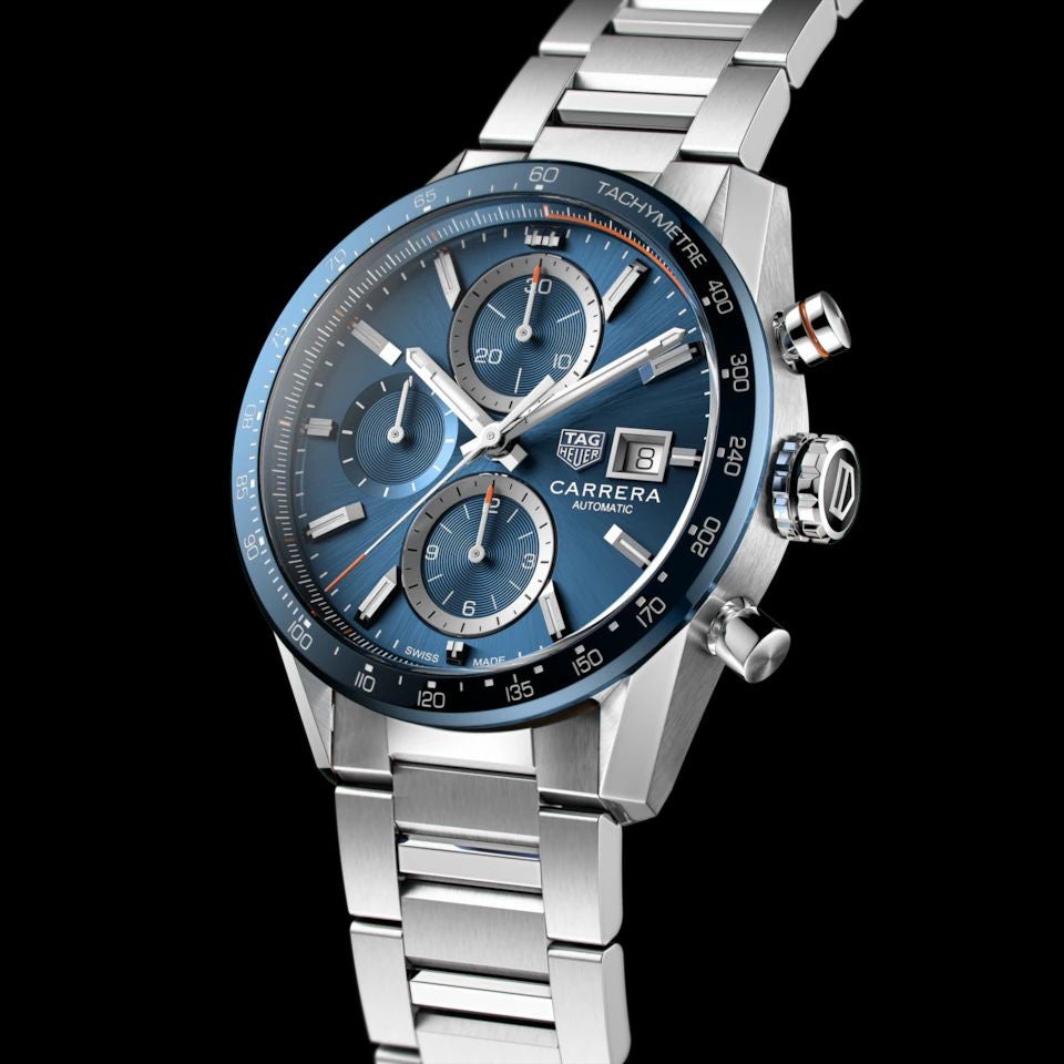 Tag Heuer Calibre 16 Silver Blue Dial Japanese Quartz Chronograph's Mens Watch - Image 6