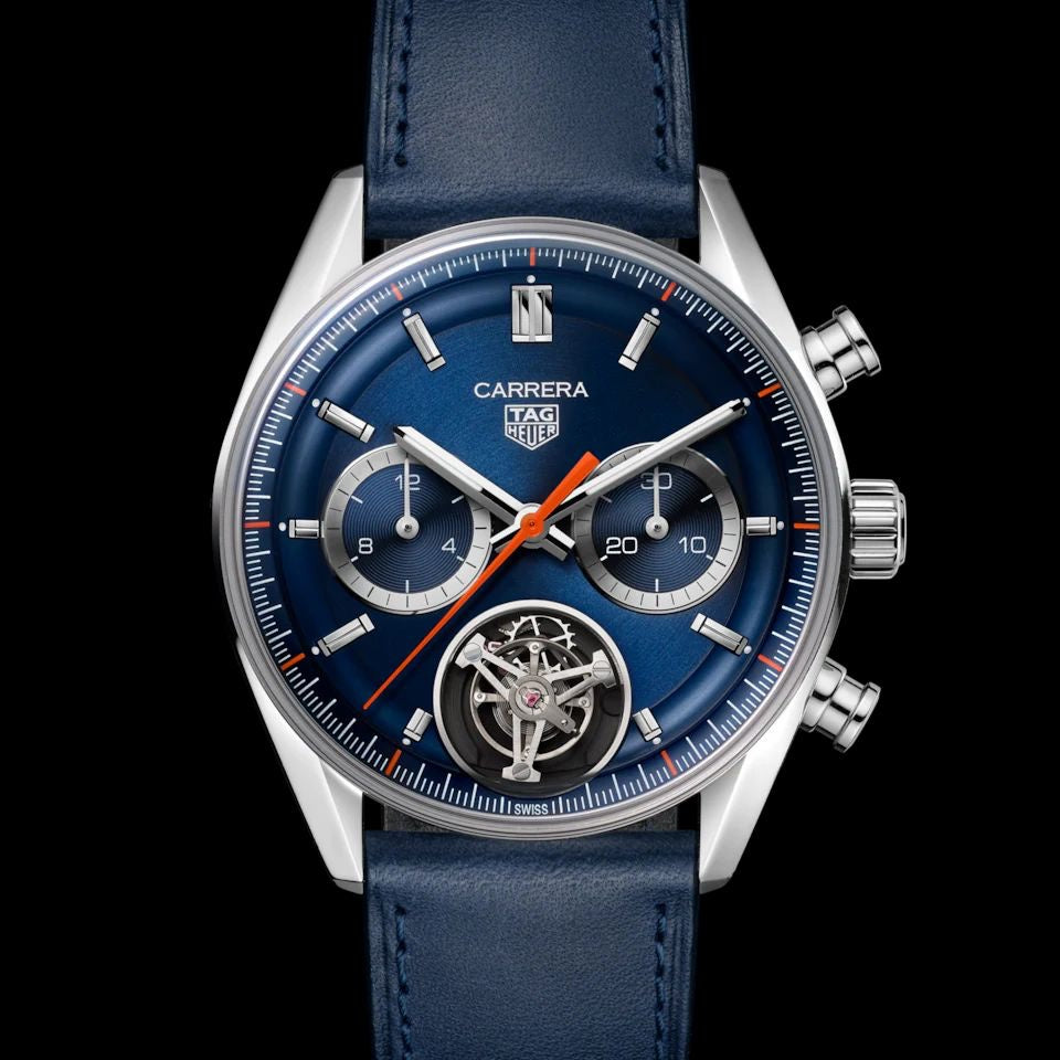 Tag Heuer Carrera Tourbillon 42mm Silver Blue Dial Mens Watch - Image 5