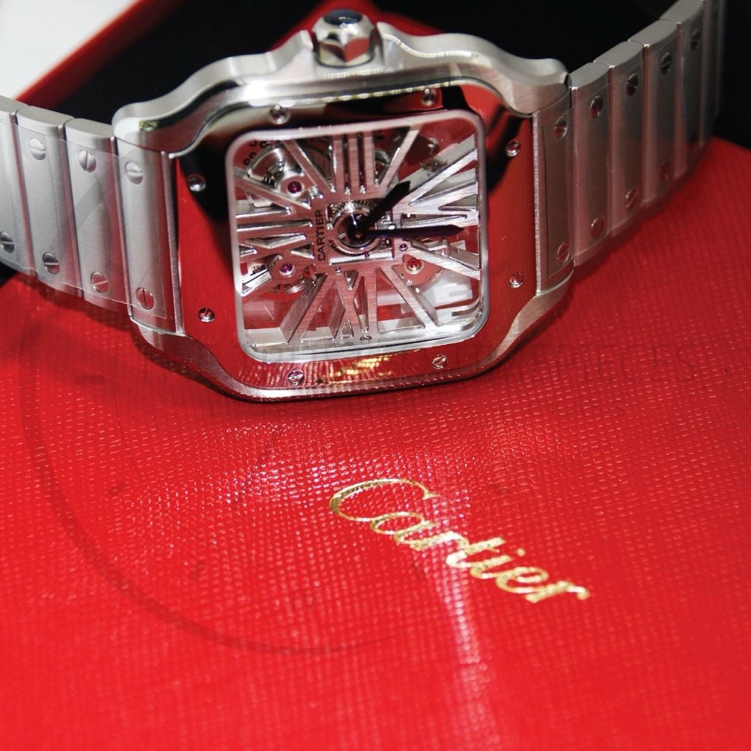 Cartier Santos De Skeleton Stainlees Steel Automatic Mens Watch - Image 2