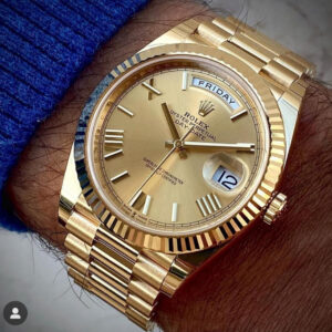 Rolex Day Date 41 Gold Tone Gold Dial Japanese Automatic Mens Watch