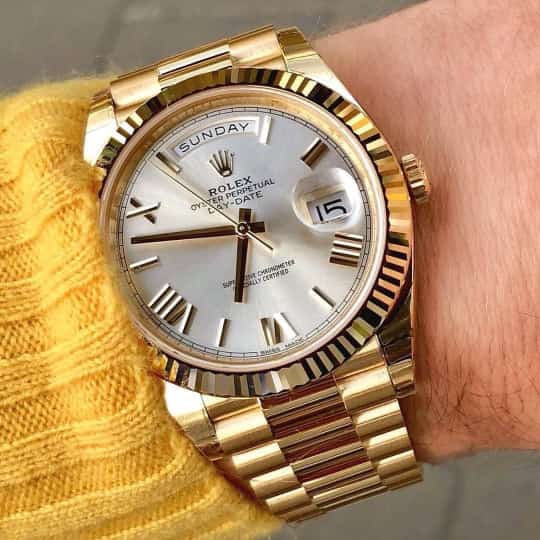 Exclusive Rolex Day Date 41 Gold Tone White Dial Japanese Automatic Mens Watch - Image 3