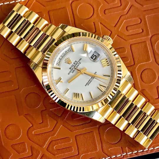 Exclusive Rolex Day Date 41 Gold Tone White Dial Japanese Automatic Mens Watch - Image 4