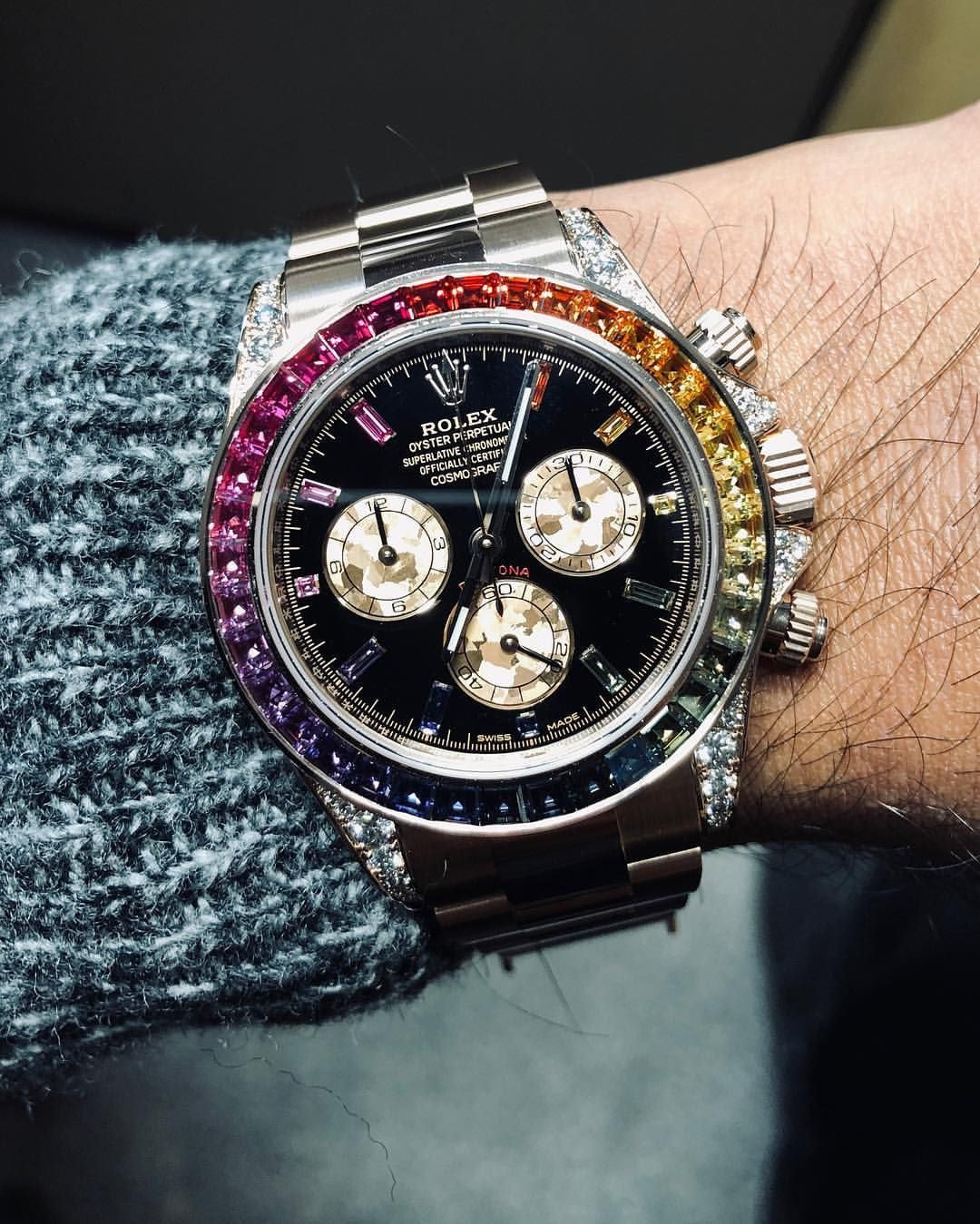 Rolex Daytona Rainbow Stainless Steel Japanese Automatic Mens Watch - Image 4