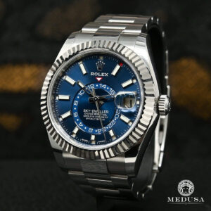 Rolex SkyDweller Silver Blue Dial Oyster Chain Belt Automatic Men's Watch