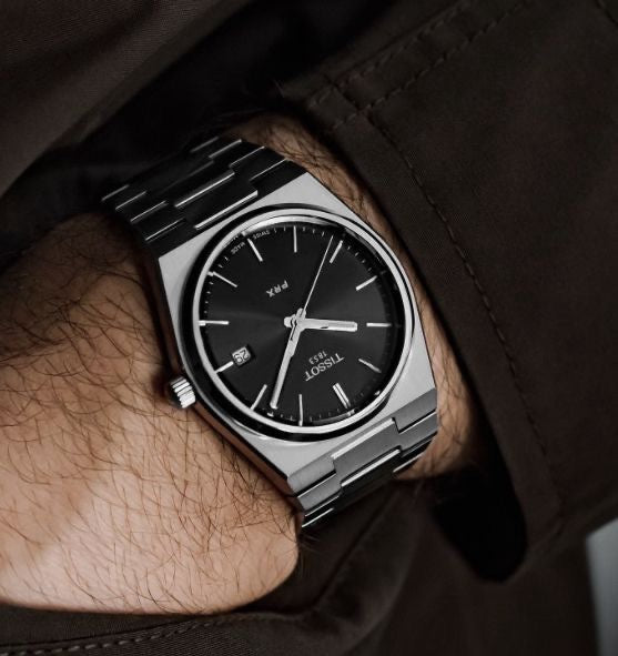 Tissot PRX T-Classic Stainless Steel Black Dial Japanese Quartz Mens Watch - Image 4