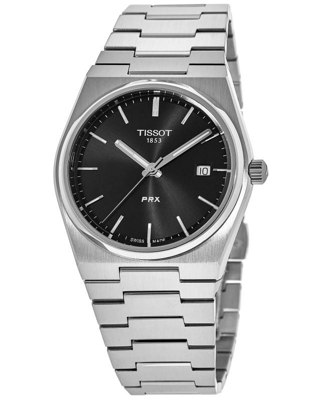 Tissot PRX T-Classic Stainless Steel Black Dial Japanese Quartz Mens Watch - Image 5
