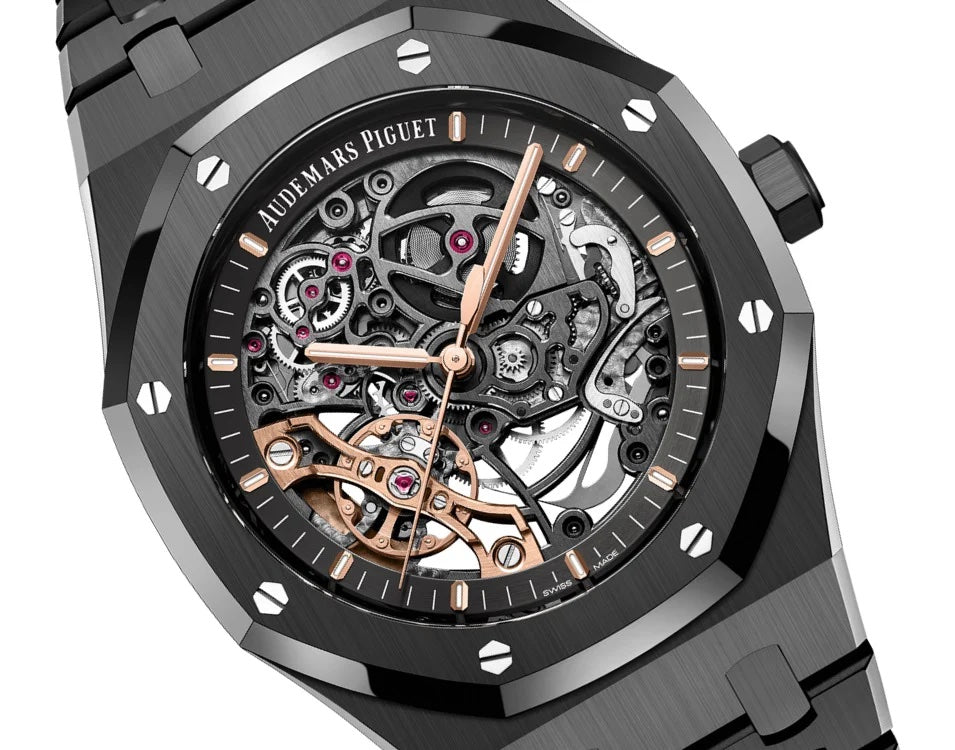 Audemars Piguet Royal Oak Double Balance Wheel Open worked Skeleton Dial Full Black Automatic Mens Watch - Image 4