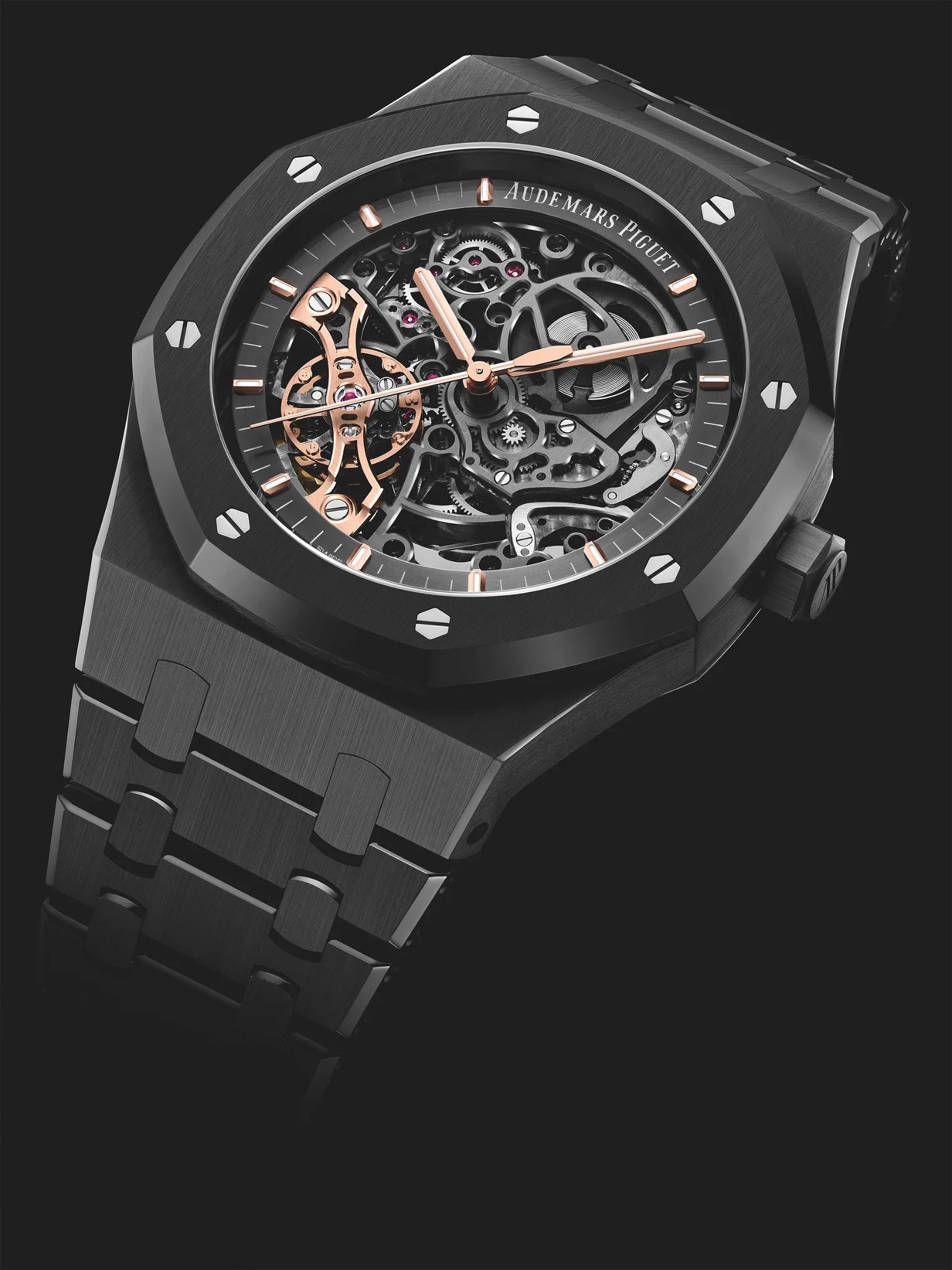 Audemars Piguet Royal Oak Double Balance Wheel Open worked Skeleton Dial Full Black Automatic Mens Watch - Image 8