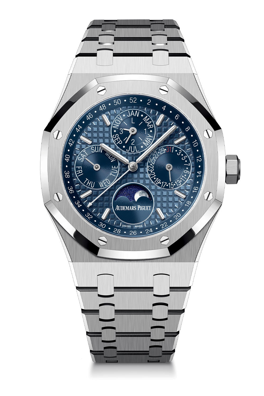 Audemars Piguet Perpetual Calendar Open Worked Silver Blue Dial Automatic Mens Watch - Image 5