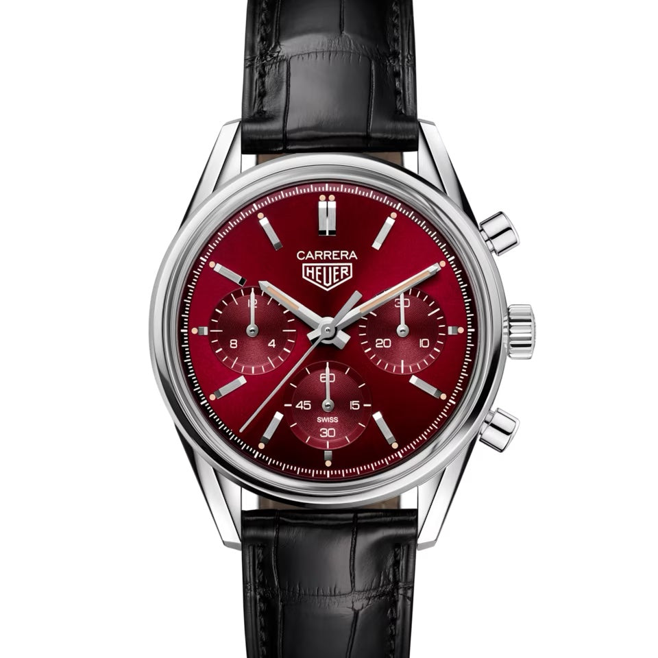 Tag Heuer Grand Carrera Red Dial & Black Leather Strap Japanese Master Quality Men's Watch - Image 4