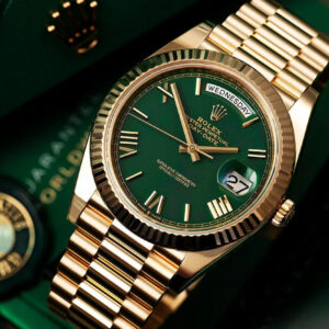 Rolex Day-Date 40 Yellow Gold Green Ombre Roman Numeral Dial